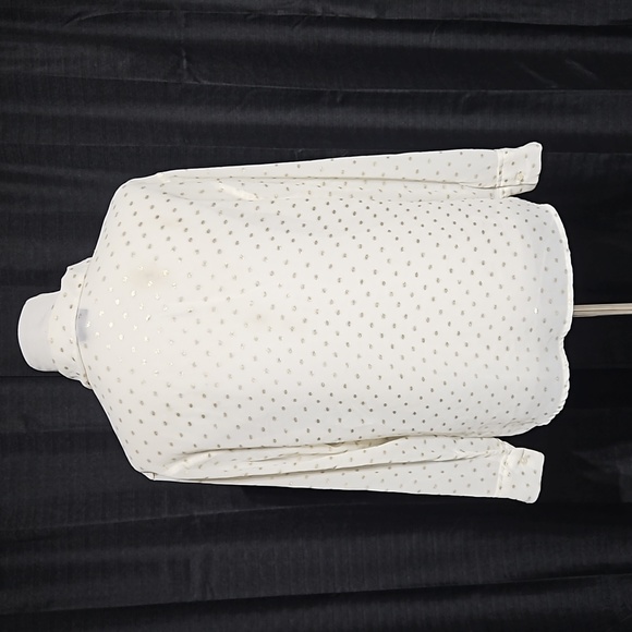 Gold polka-dot sheer button up blouse - Picture 4 of 7